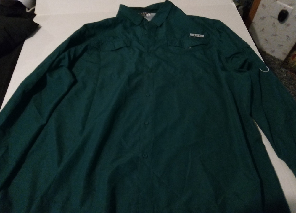 Habit Size 3XL Green Button Down Waterproof Fishing Shirt